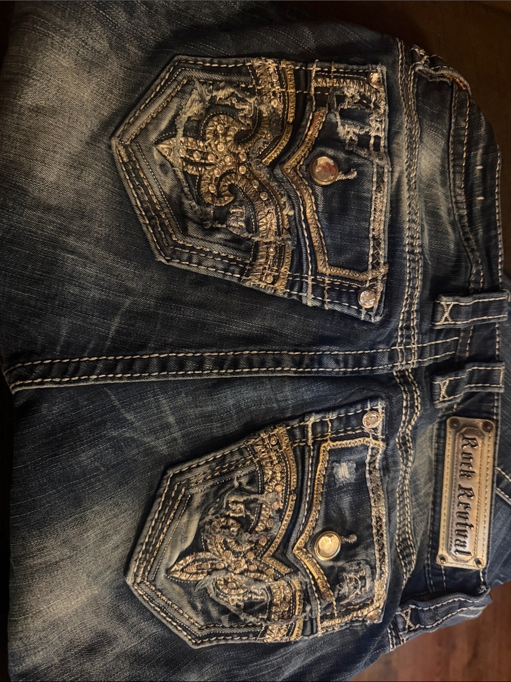 Rock Revival Women's Dark Wash Embellished Jeans - Blue